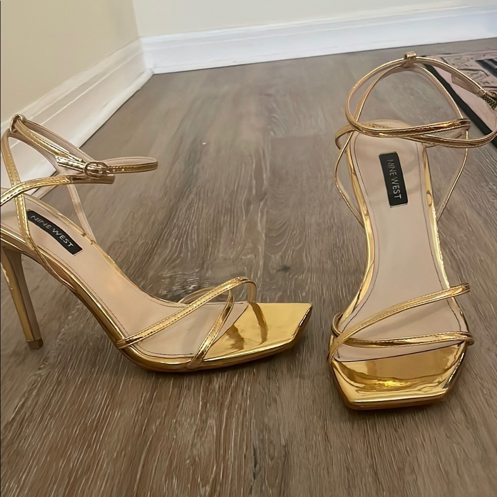 Nine West Gold Strappy Heels